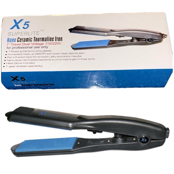 Mini Ceramic Tourmaline Hair Straightener X5 Superlite Nano Flat Iron with Glove - Picture 1 of 2